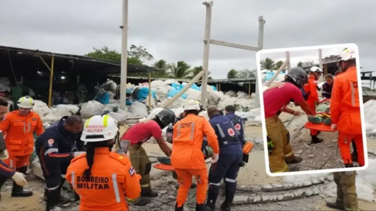 Marquise de galpão desaba e deixa vítimas em Salvador
